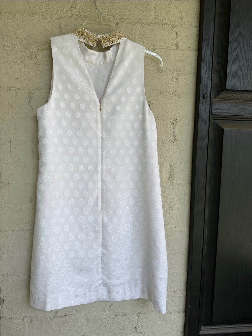 Lilly Pulitzer Brandi Resort White Shift Dress W Gold Embellished Neck Size 6 - Picture 9 of 14